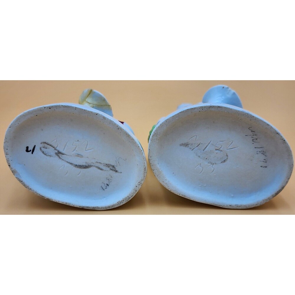 TWO Antique Porcelain Figurines ~ Wooden Match Holders ~ 1871 Written on bottom - Picture 6 of 16